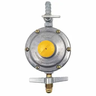 Registro regulador de gás amarelo 2kg/h alta vazão marca Aliança para uso industrial e comercial. Peças originais ALIGGAZ Uberlândia.